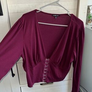 Charlotte Russe Deep Red Blouse with Hook Detail